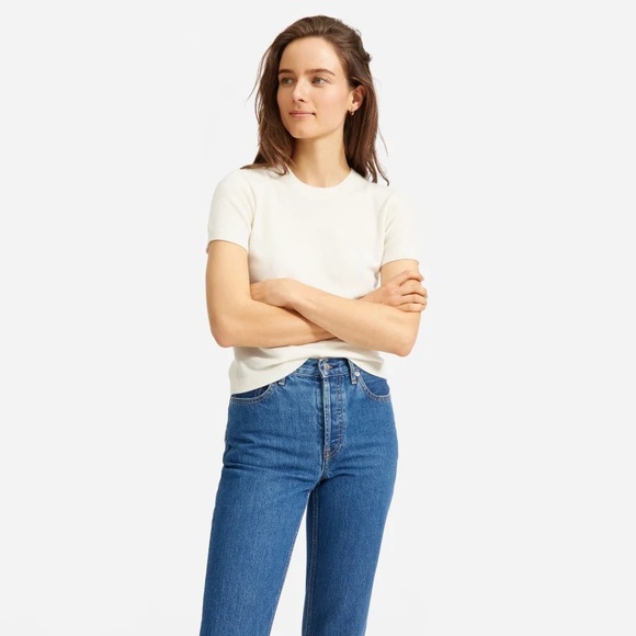 Everlane Sweaters | Everlane Cashmere Sweater Tee | Color: Cream/White | Size: Xs | Katecollins116's Closet